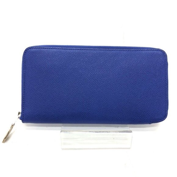 HERMES Azap Long Silk-In Zip Around Long Wallet Epsom Blue Based - Picture 7 of 11